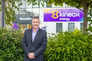 Kinecx Energy Chief Executive Officer Niall Martindale pictured outside the company’s Antrim headquarters