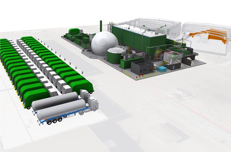 Dry anaerobic digestion facility to produce renewable gas from organic waste in California